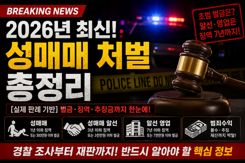 성매매 처벌 초범 벌금 성매매 알선 징역 추징금 총정리